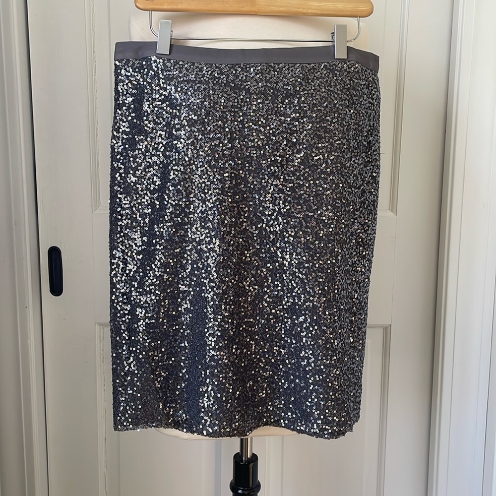 J. Crew Silver/grey Sequin Silk Skirt (sz 8)